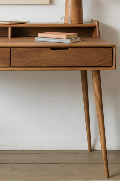 Mid Century Writing Desk With Drawers For Home Office Or Living Room Kitchnce