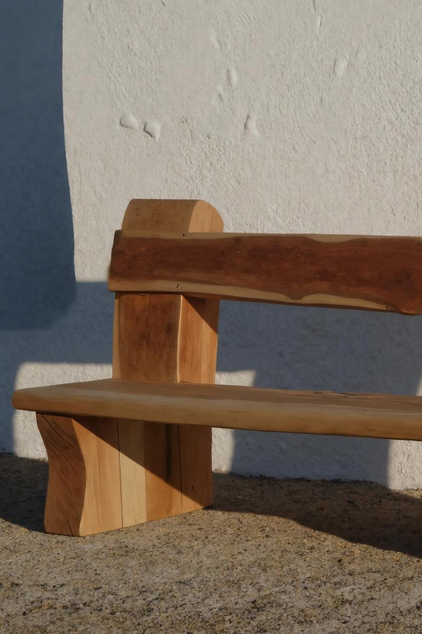 Rustic Live Edge Bench With Natural Finish For Yard Or Porch Kitchnce