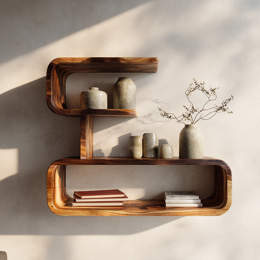 Minimal Wall Mounted Shelf with Clean Floating Wood Design