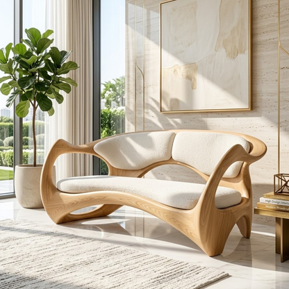 Modern Curved Frame Loveseat, Sculptural Luxury Accent Seating for Stylish Interiors