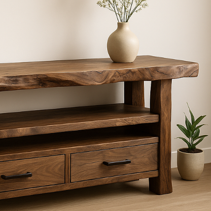 Handcrafted Solid Wood Console Table