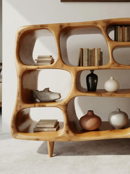 Modern Organic Bookshelf With Open Shelves For Living Room Or Office Kitchnce