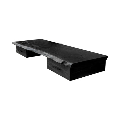 Aelric Live Edge Solid Wood Floating Desk with Drawers Kitchnce
