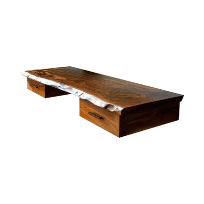 Aelric Live Edge Solid Wood Floating Desk with Drawers Kitchnce
