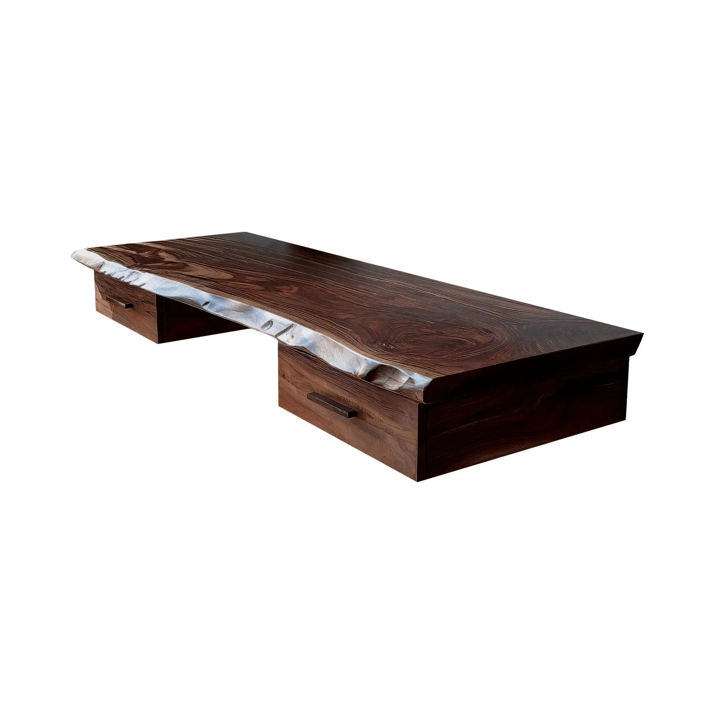 Aelric Live Edge Solid Wood Floating Desk with Drawers Kitchnce
