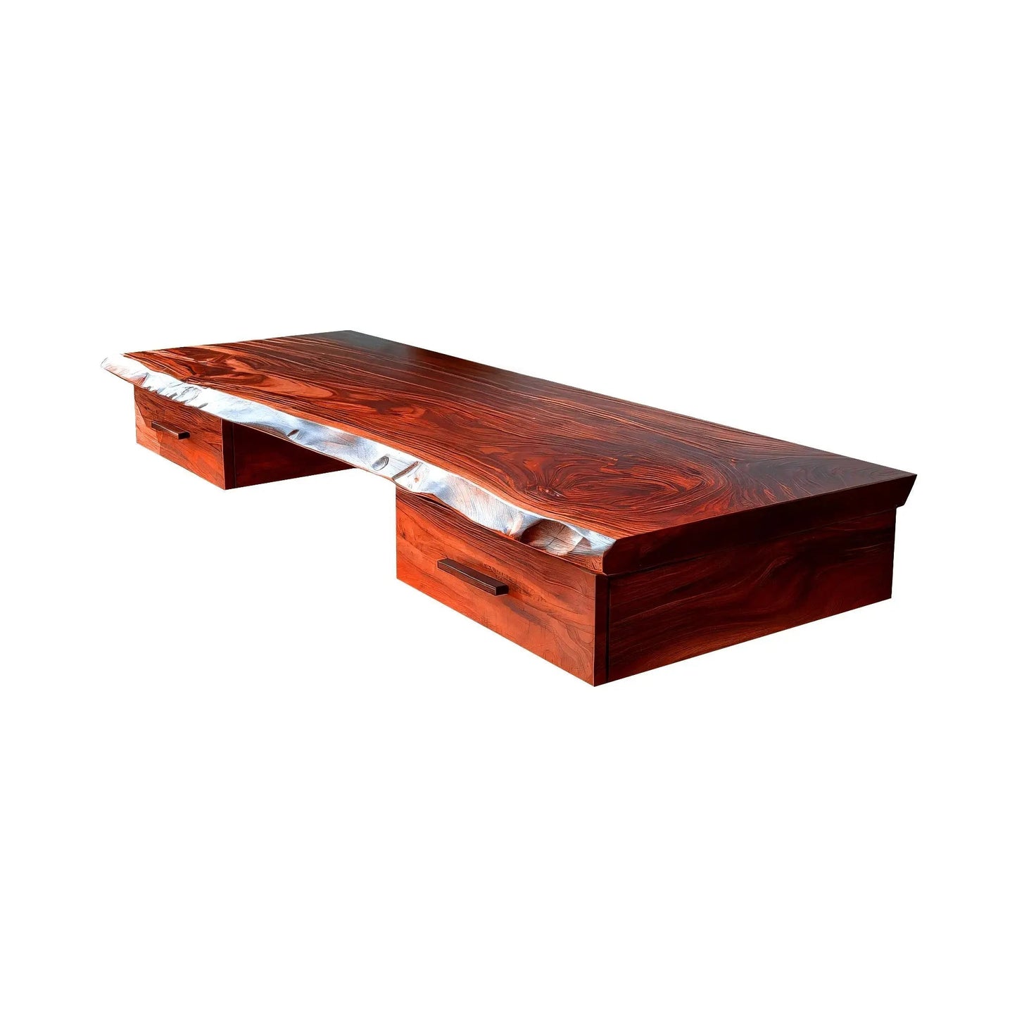 Aelric Live Edge Solid Wood Floating Desk with Drawers Kitchnce