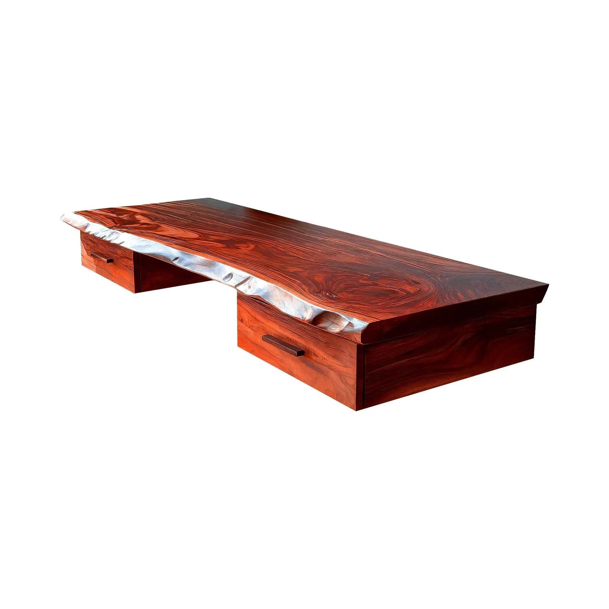 Aelric Live Edge Solid Wood Floating Desk with Drawers Kitchnce