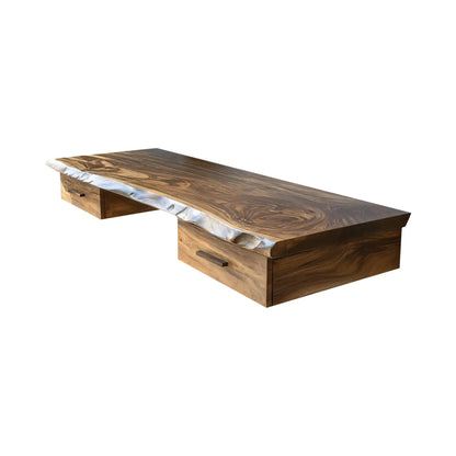 Aelric Live Edge Solid Wood Floating Desk with Drawers Kitchnce
