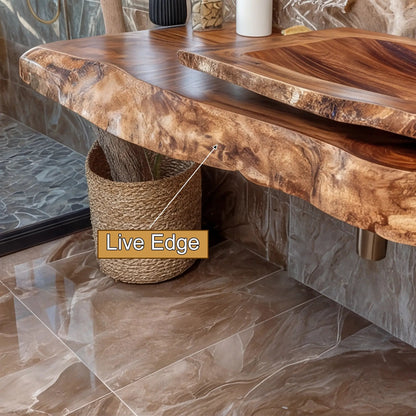 Alvera Live Edge Solid Wood Floating Bathroom Vanity SPA365894 Kitchnce