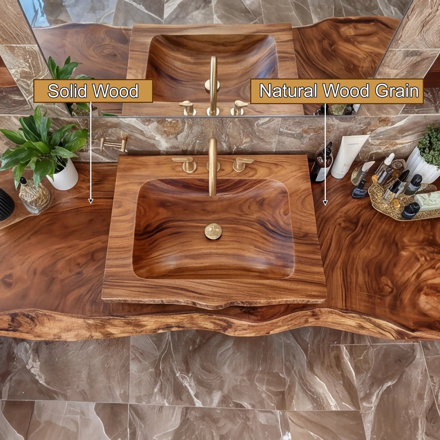 Alvera Live Edge Solid Wood Floating Bathroom Vanity SPA365894 Kitchnce