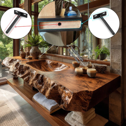 Alveric Sculpted Live Edge Solid Wood Floating Bathroom Vanity with Integrated Sink SPA365248 Kitchnce