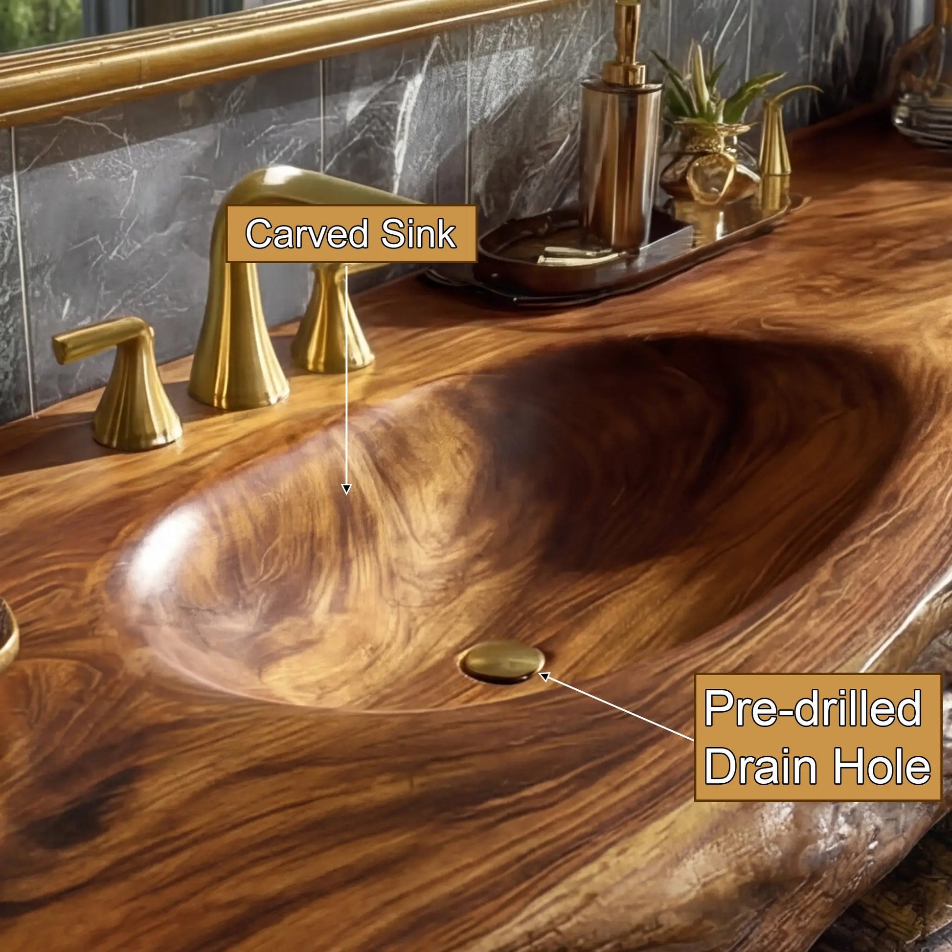 Alverin Live Edge Solid Wood Floating Bathroom Vanity with Integrated Sink SPA365012 Kitchnce