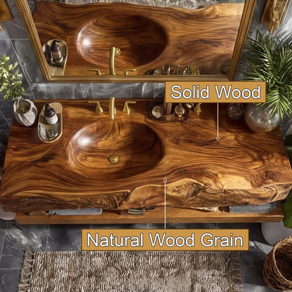 Alverin Live Edge Solid Wood Floating Bathroom Vanity with Integrated Sink SPA365012 Kitchnce