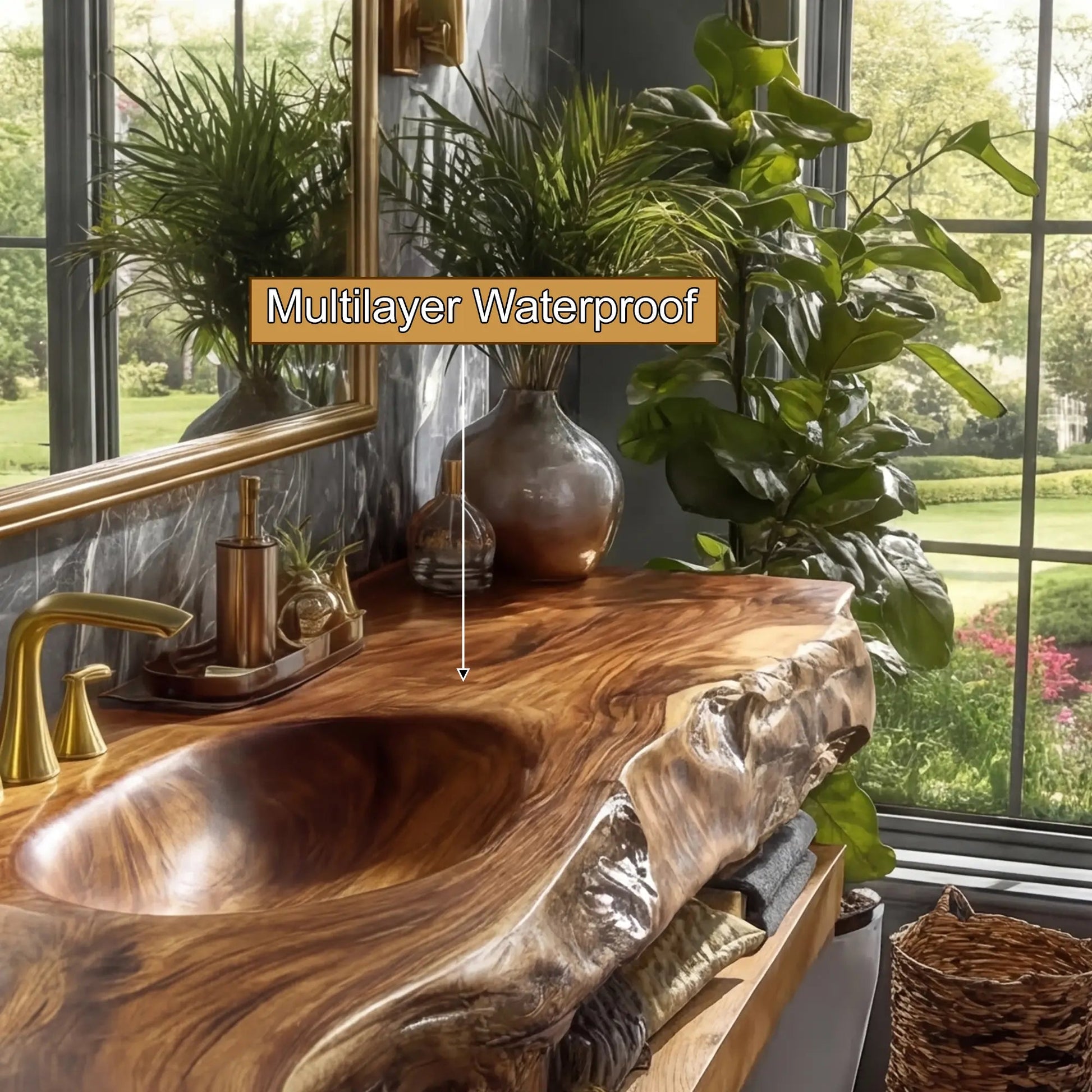 Alverin Live Edge Solid Wood Floating Bathroom Vanity with Integrated Sink SPA365012 Kitchnce