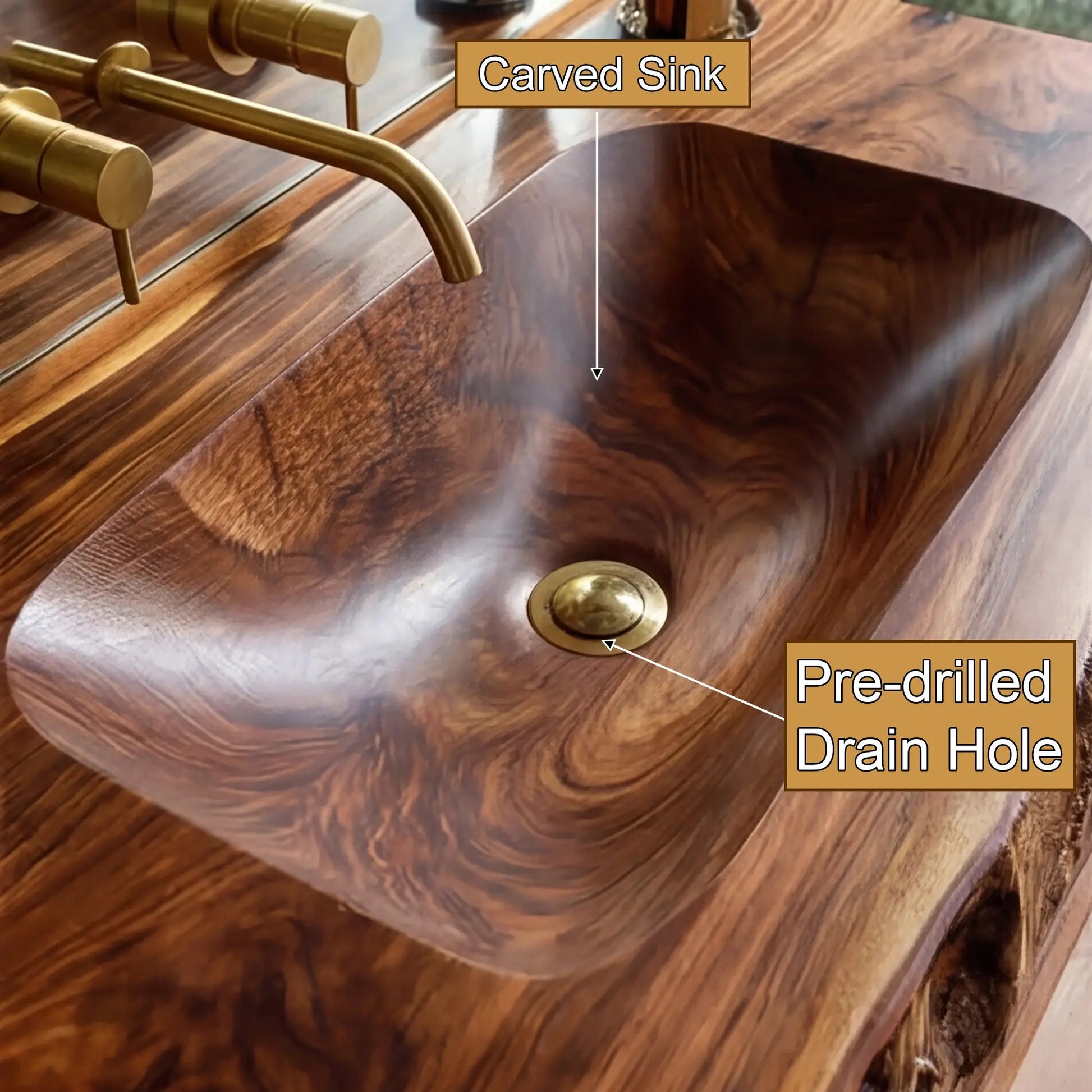 Alveris Live Edge Solid Wood Floating Bathroom Vanity with Integrated Sink SPA642310 Kitchnce