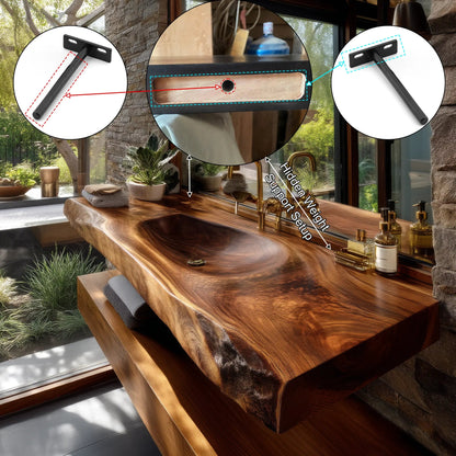 Alveris Live Edge Solid Wood Floating Bathroom Vanity with Integrated Sink SPA642310 Kitchnce