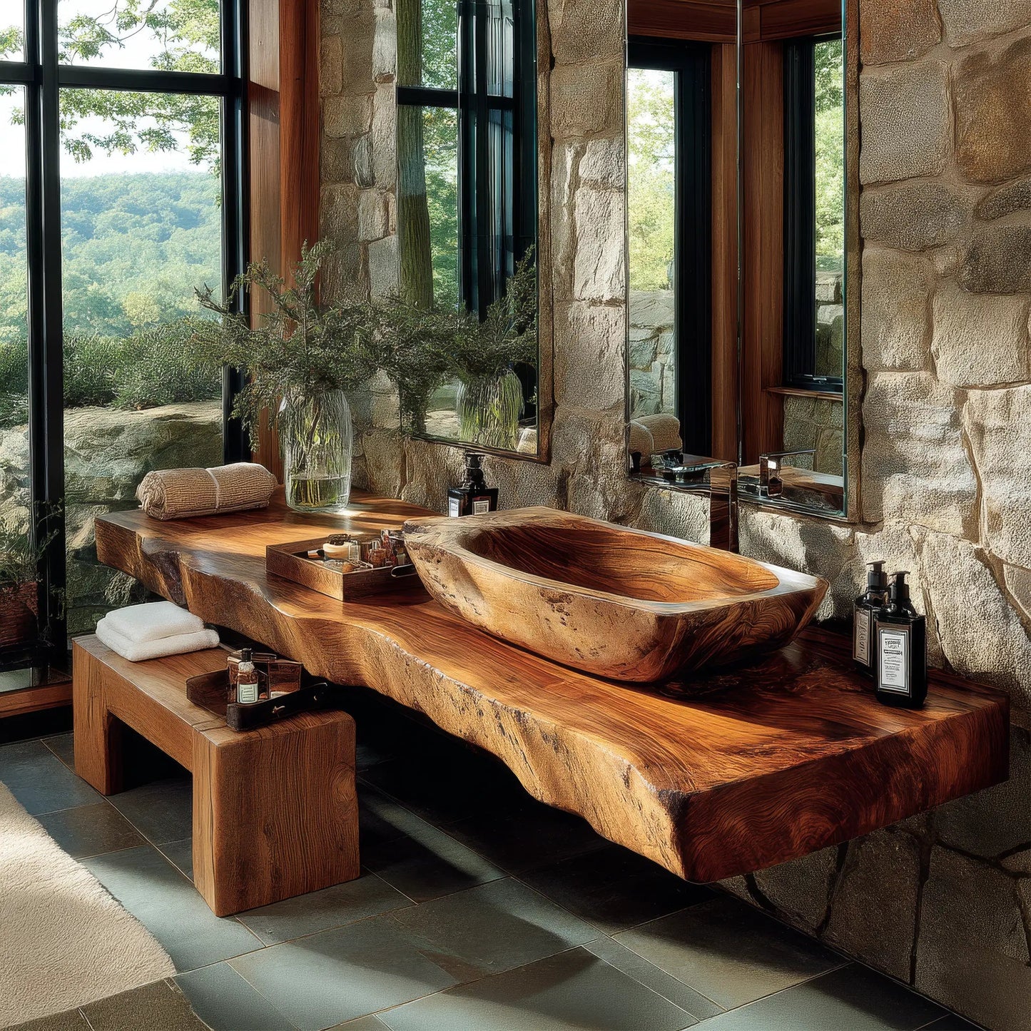Alveron Live Edge Solid Wood Floating Bathroom Vanity SPA601905 Kitchnce