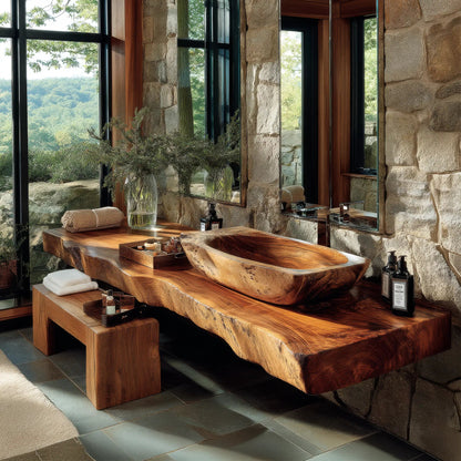 Alveron Live Edge Solid Wood Floating Bathroom Vanity SPA601905 Kitchnce