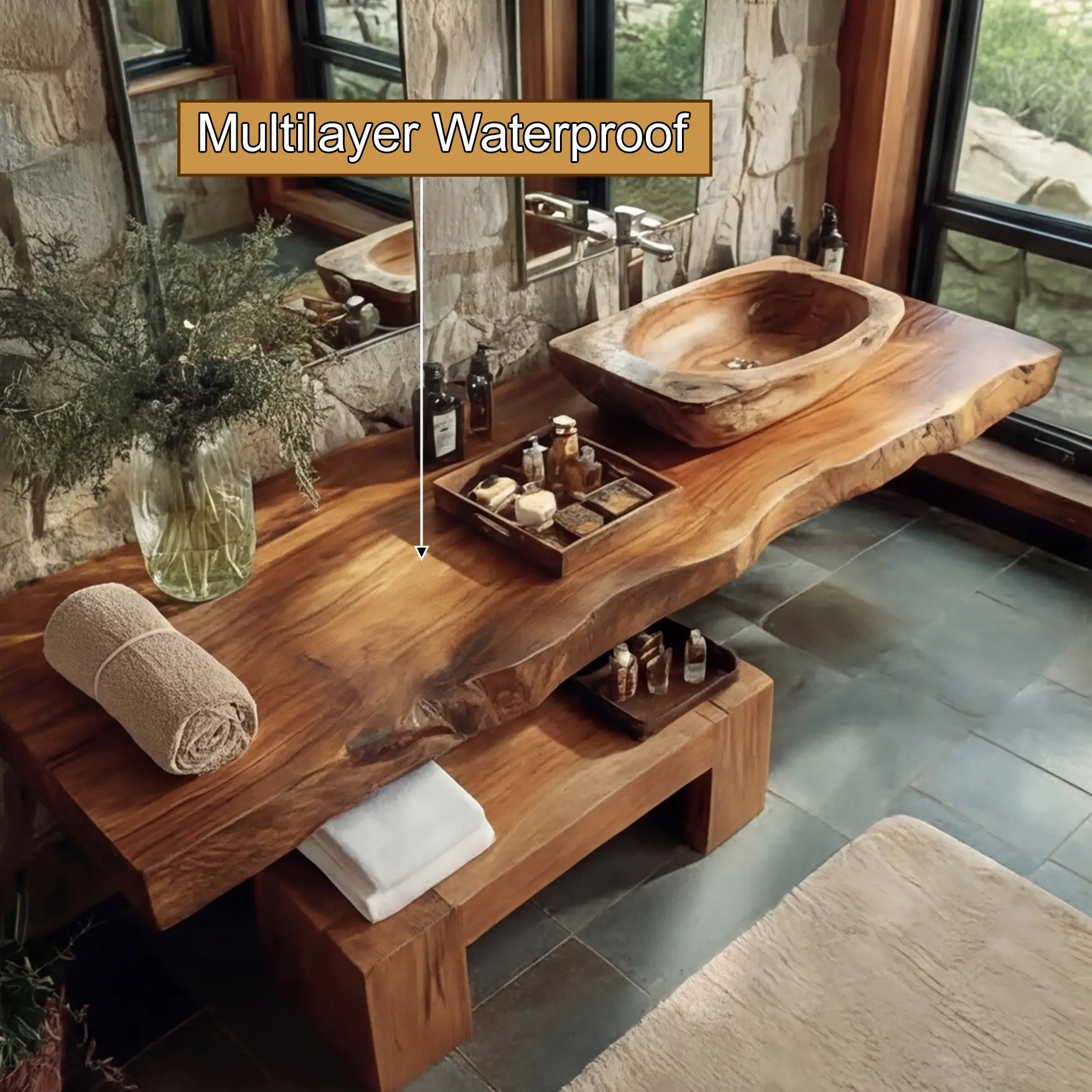 Alveron Live Edge Solid Wood Floating Bathroom Vanity SPA601905 Kitchnce