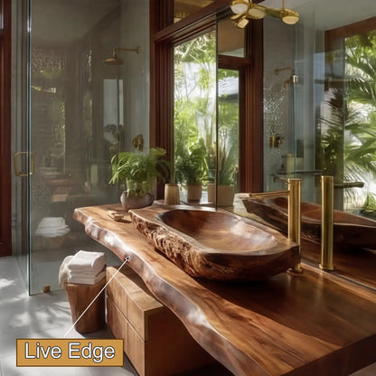 Alverra Live Edge Solid Wood Floating Bathroom Vanity SPA301509 Kitchnce