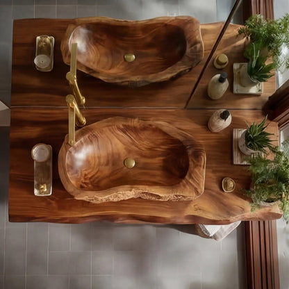 Alverra Live Edge Solid Wood Floating Bathroom Vanity SPA301509 Kitchnce
