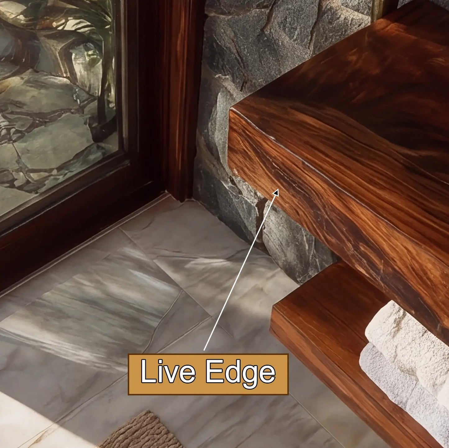 Alvoria Live Edge Solid Wood Floating Bathroom Vanity SPA563429 Kitchnce