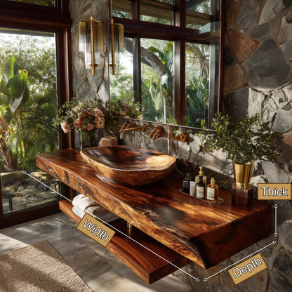 Alvoria Live Edge Solid Wood Floating Bathroom Vanity SPA563429 Kitchnce