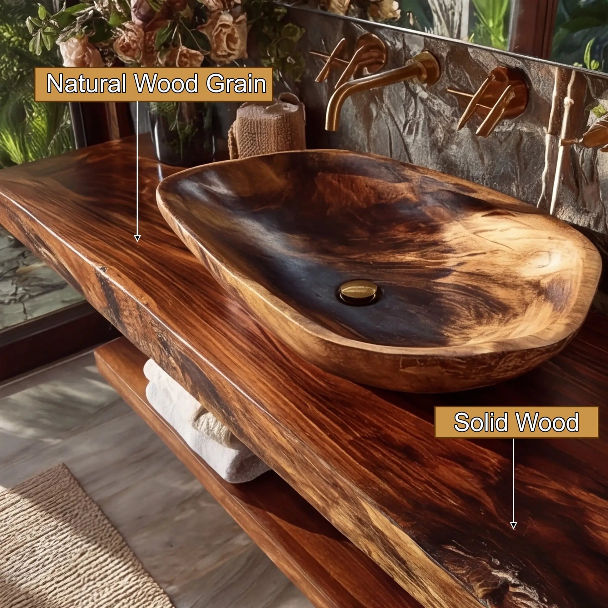 Alvoria Live Edge Solid Wood Floating Bathroom Vanity SPA563429 Kitchnce