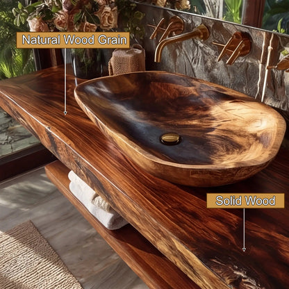 Alvoria Live Edge Solid Wood Floating Bathroom Vanity SPA563429 Kitchnce