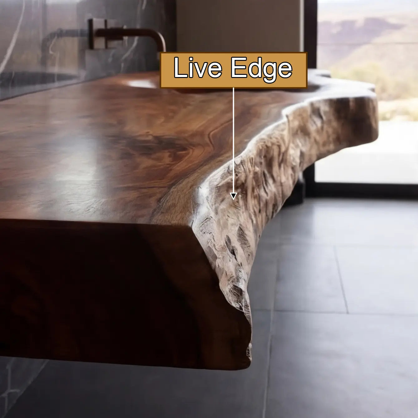 Ardento Sculpted Live Edge Solid Wood Floating Bathroom Vanity with Integrated Sink SPA353452 Kitchnce