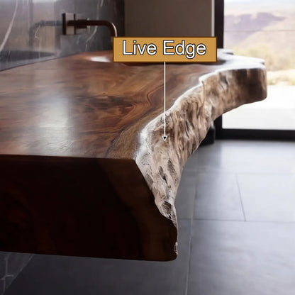 Ardento Sculpted Live Edge Solid Wood Floating Bathroom Vanity with Integrated Sink SPA353452 Kitchnce