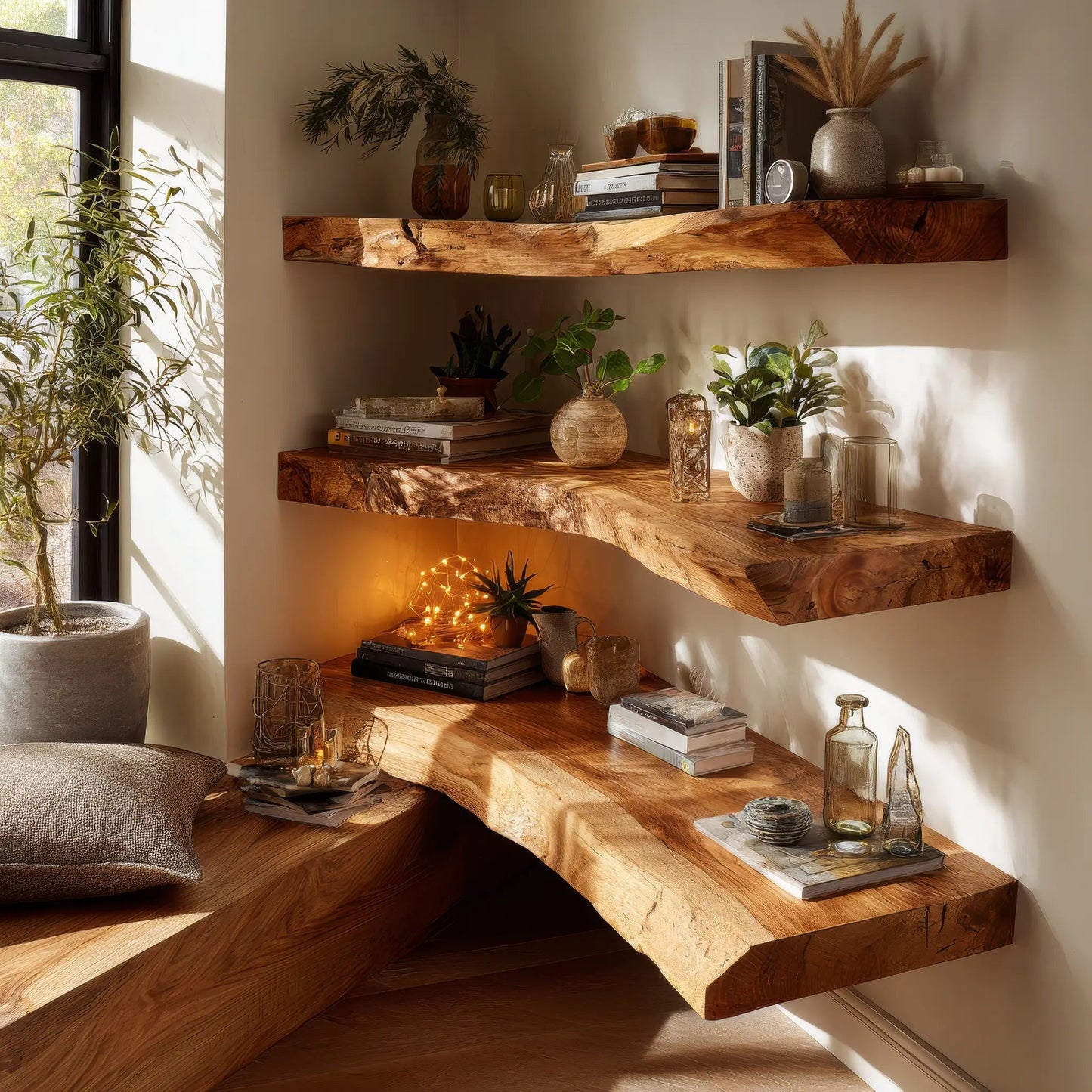 Ardorin Live Edge Solid Wood Floating Shelf SPA846446 Kitchnce
