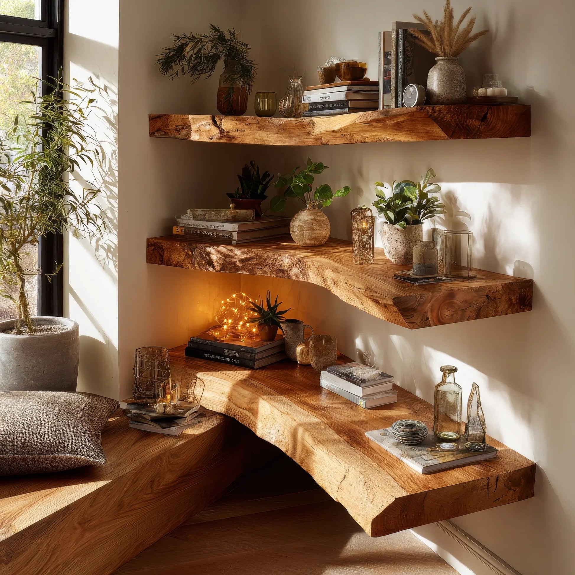 Ardorin Live Edge Solid Wood Floating Shelf SPA846446 Kitchnce