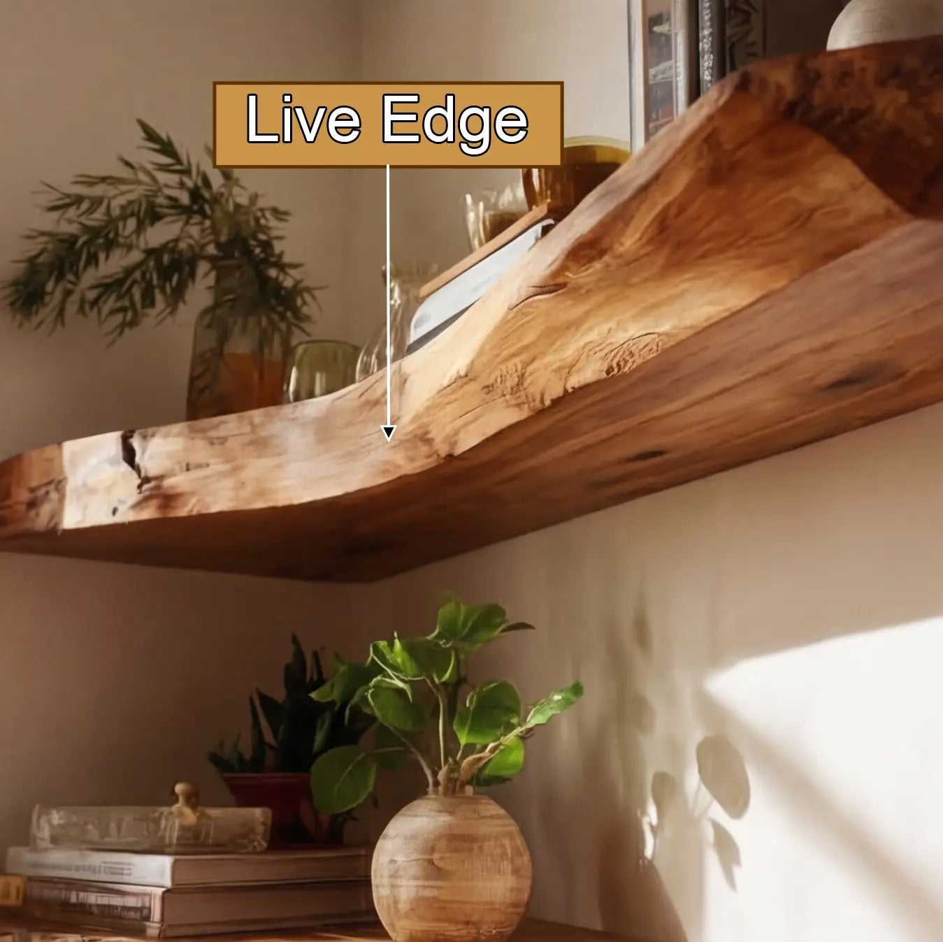 Ardorin Live Edge Solid Wood Floating Shelf SPA846446 Kitchnce
