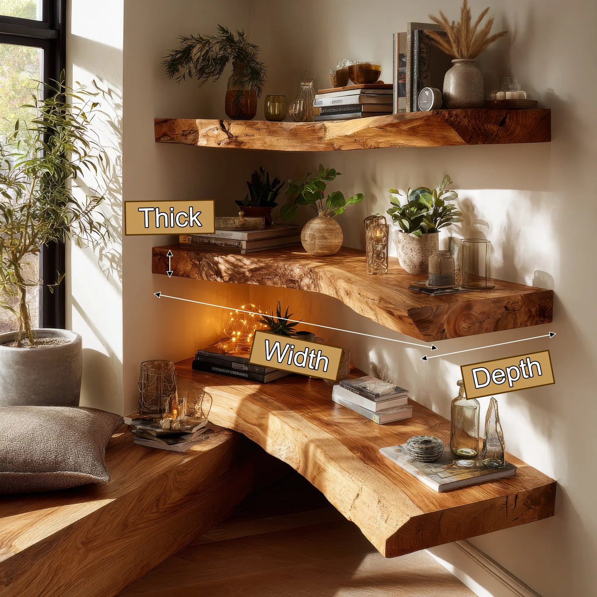 Ardorin Live Edge Solid Wood Floating Shelf SPA846446 Kitchnce