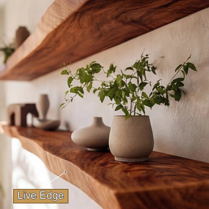Arliven Live Edge Solid Wood Floating Shelf SPA383961 Kitchnce