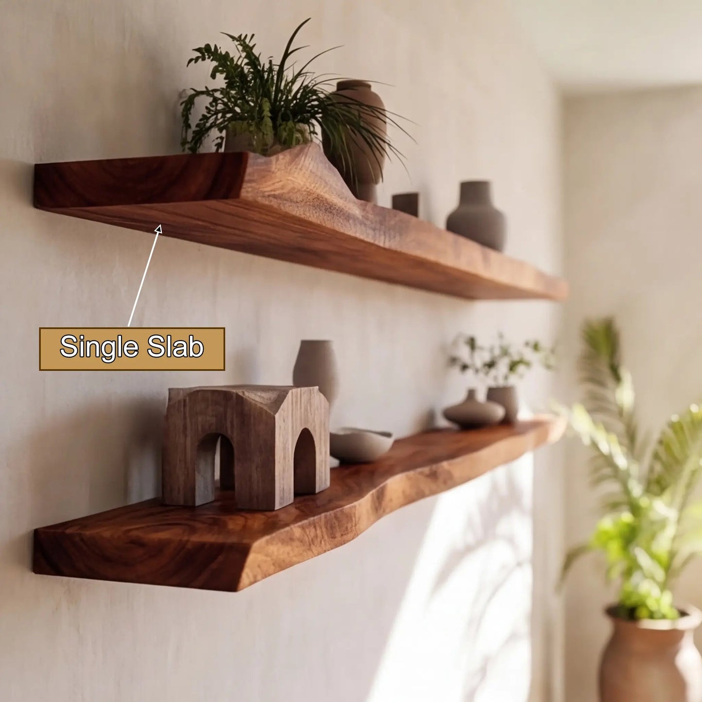 Arliven Live Edge Solid Wood Floating Shelf SPA383961 Kitchnce
