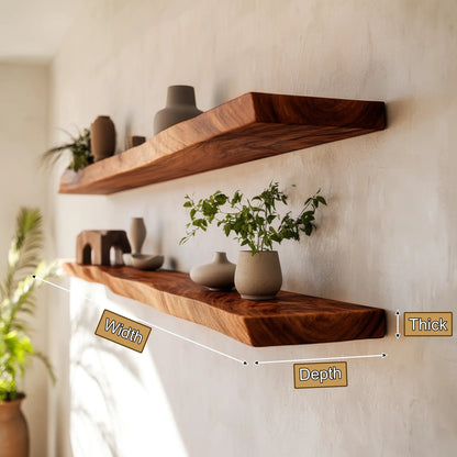 Arliven Live Edge Solid Wood Floating Shelf SPA383961 Kitchnce