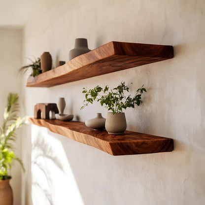 Arliven Live Edge Solid Wood Floating Shelf SPA383961 Kitchnce