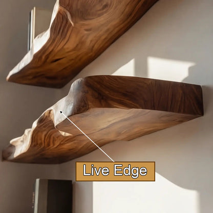 Arvessa Live Edge Solid Wood Floating Shelf SPA369495 Kitchnce