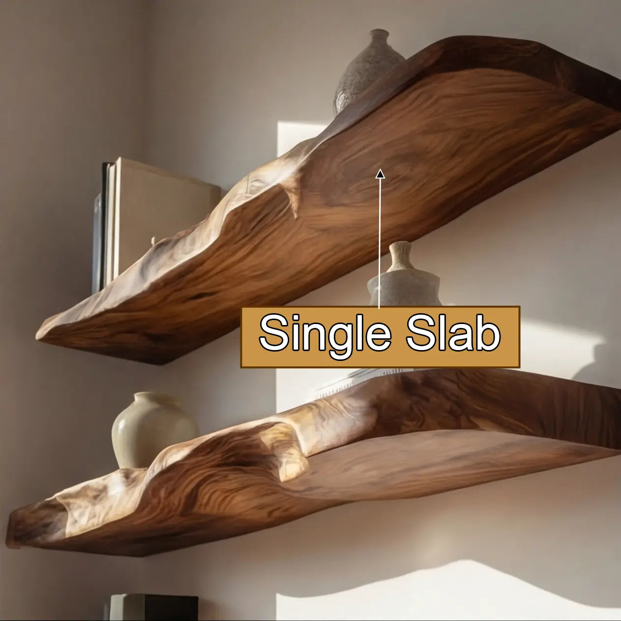 Arvessa Live Edge Solid Wood Floating Shelf SPA369495 Kitchnce