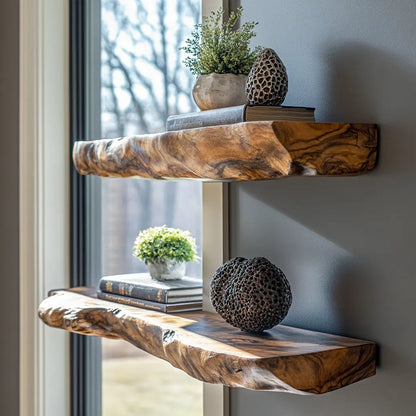 Arveth Live Edge Solid Wood Floating Shelf SPA205208 Kitchnce