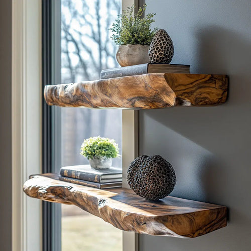 Arveth Live Edge Solid Wood Floating Shelf SPA205208 Kitchnce