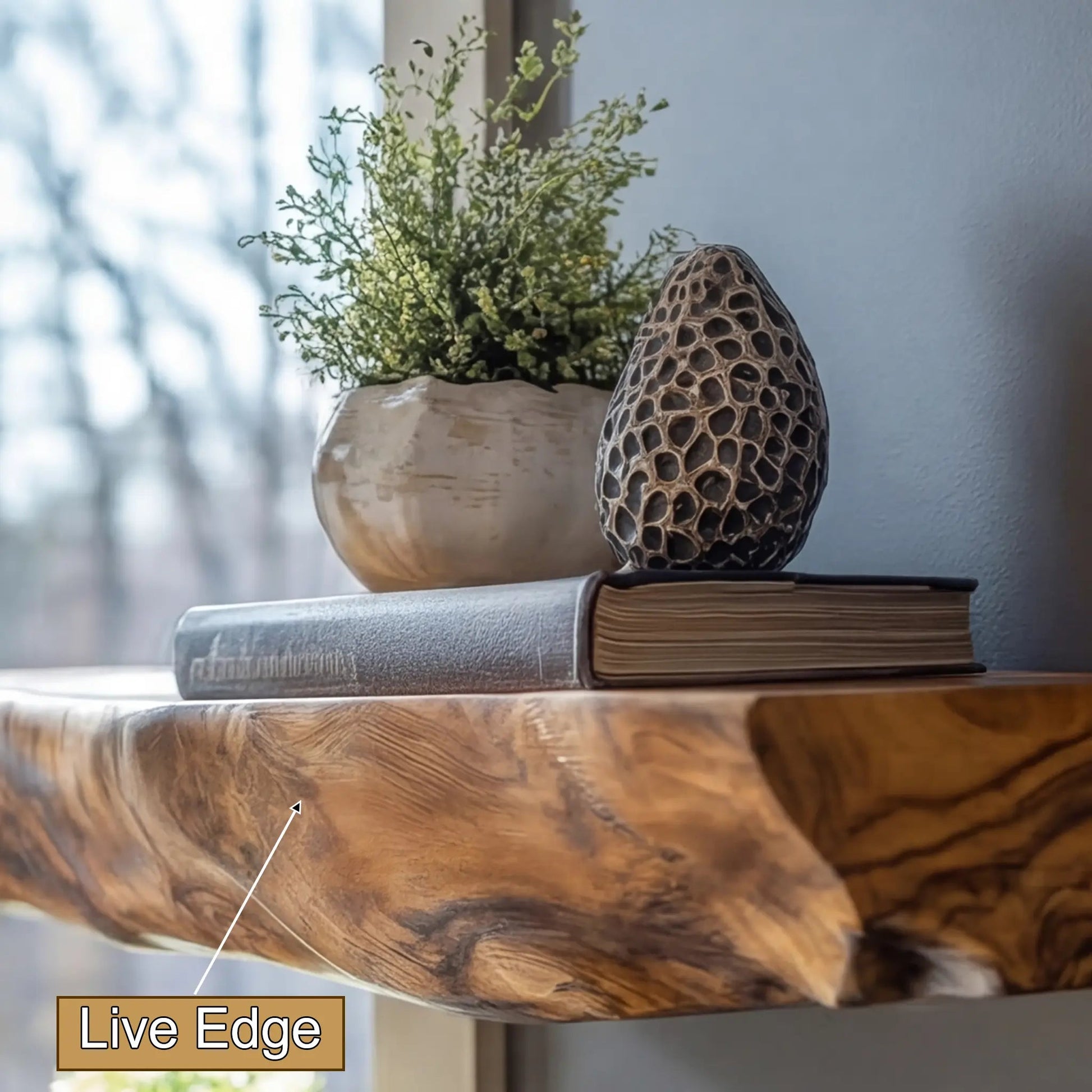 Arveth Live Edge Solid Wood Floating Shelf SPA205208 Kitchnce