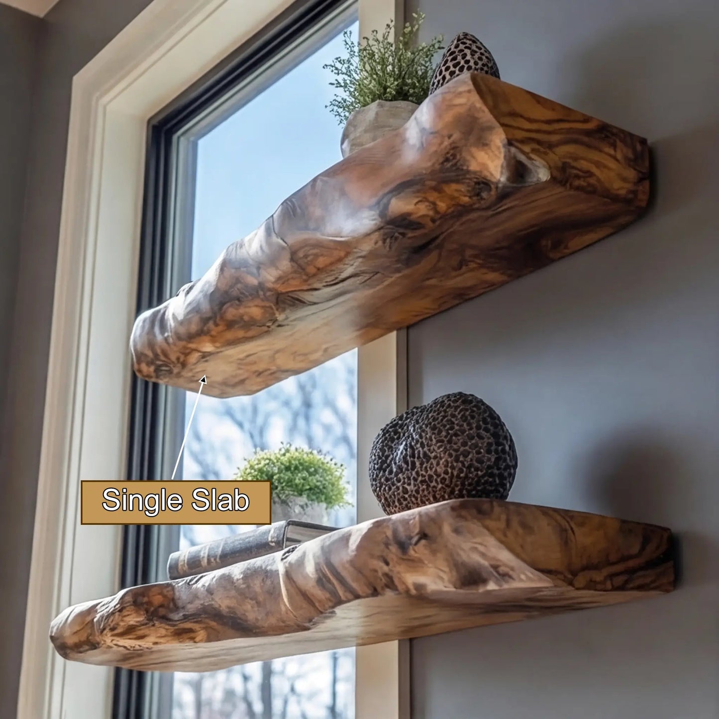 Arveth Live Edge Solid Wood Floating Shelf SPA205208 Kitchnce