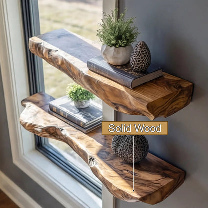 Arveth Live Edge Solid Wood Floating Shelf SPA205208 Kitchnce