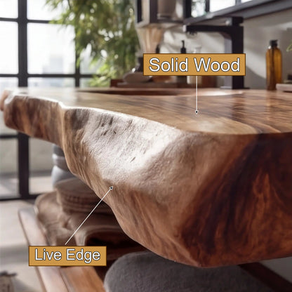 Arvion Live Edge Solid Wood Floating Bathroom Vanity with Integrated Sink SPA951365 Kitchnce