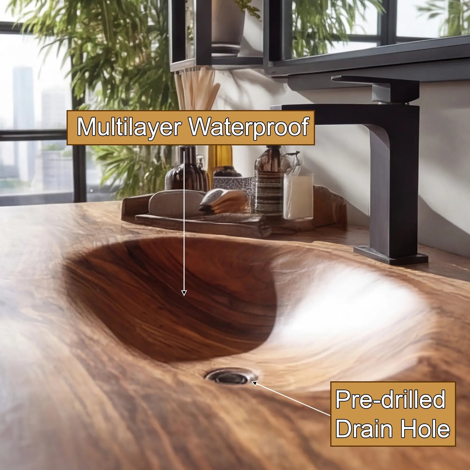 Arvion Live Edge Solid Wood Floating Bathroom Vanity with Integrated Sink SPA951365 Kitchnce