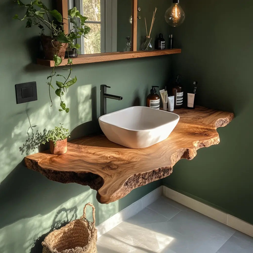 Aurelin Crest Organic Wood Floating Bathroom Vanity Kitchnce
