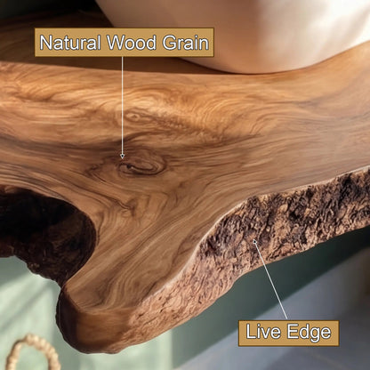 Aurelin Crest Organic Wood Floating Bathroom Vanity Kitchnce